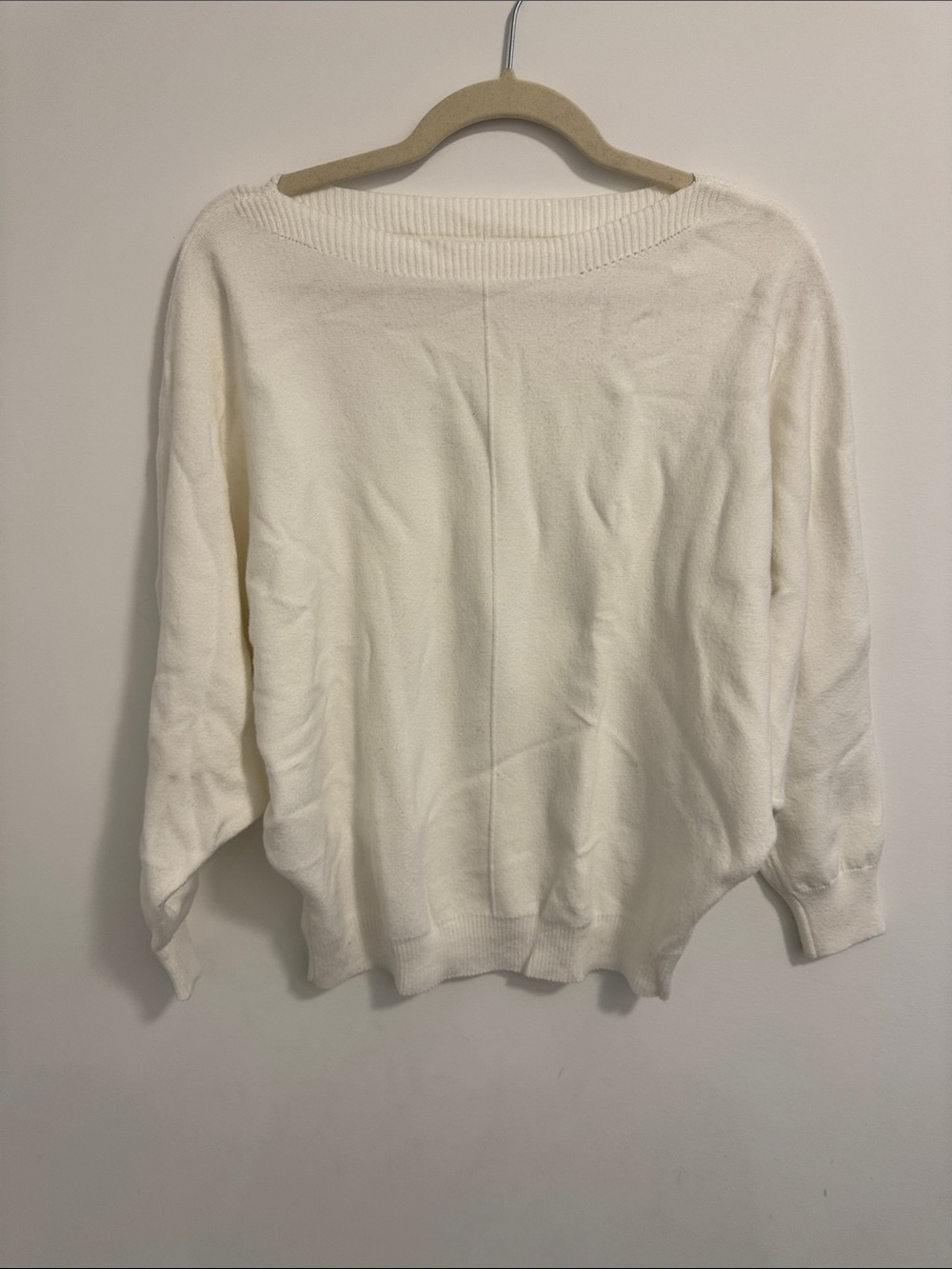 Amazon Off-the-Shoulder Cream Boatneck Sweater